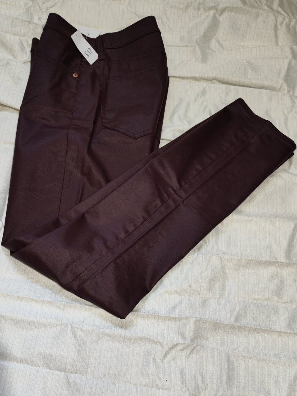 GAP NWT Vintage Slim Mid Rise Stretch Coated Jeans Burgundy 27/4T Women